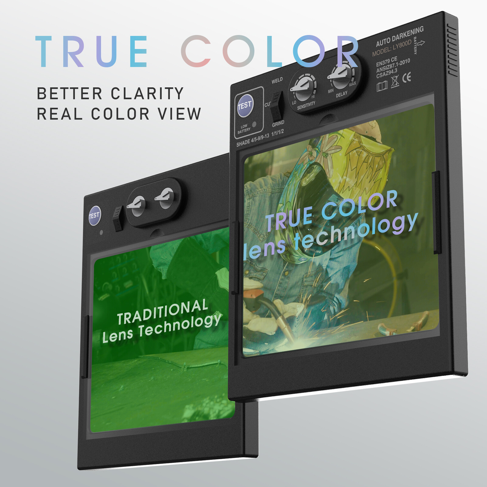 Large View True Color Auto Darkening Welding Helmet/Mask/Hood TIG MIG ARC