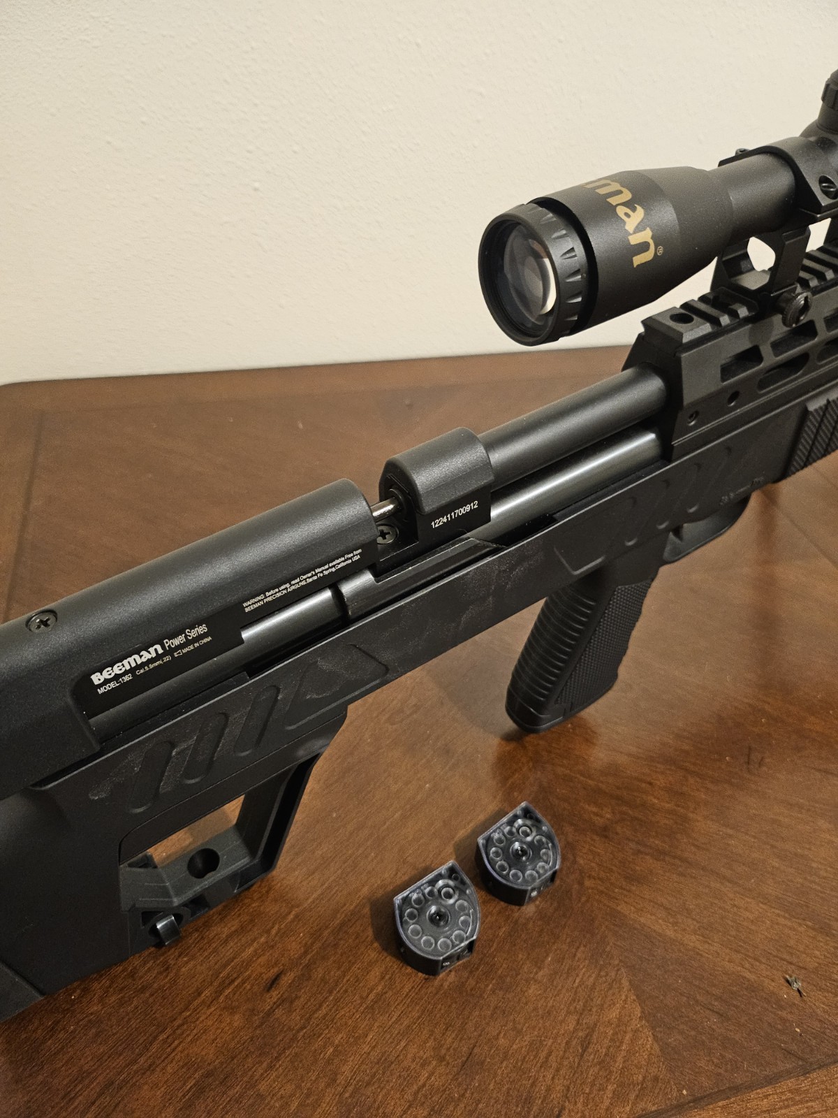 Beeman 1361 Commodore .177 Caliber PCP Air Rifle bullpup bipods barrel band 12rd