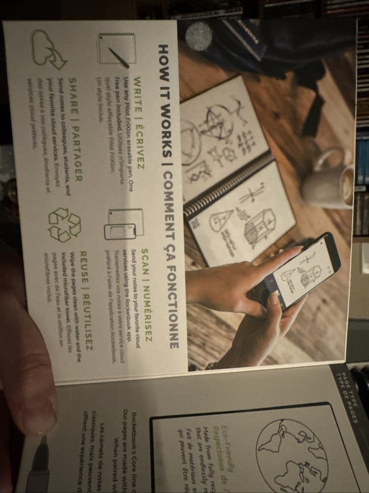 Rocketbook CORE Smart Notebook Writing Pad, Dot Grid 6"x8.8" 36 Sheets - Black