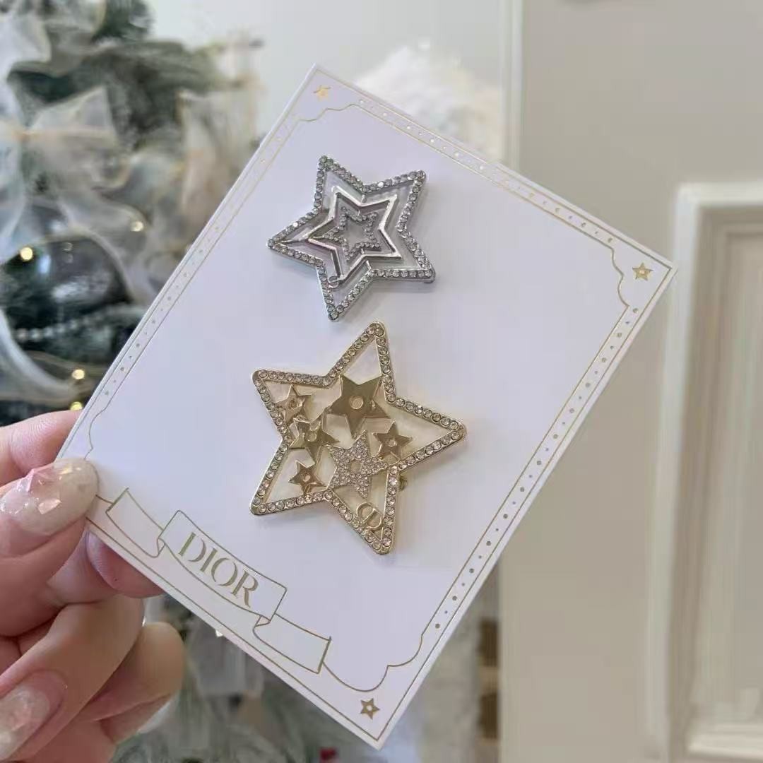 Christian Dior Novelty 2025 Holiday Hair Clips 2pieces Logo Silver Gold Unopened