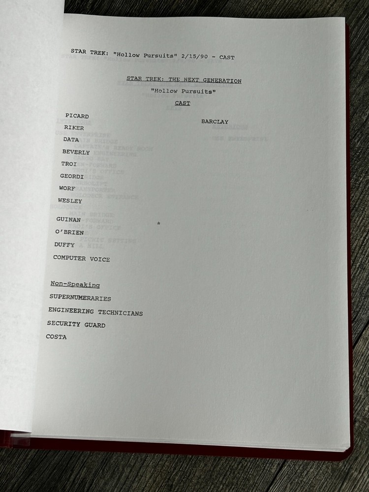 STAR TREK Script The Next Generation Hollow Pursuits Final Draft February 9 1990