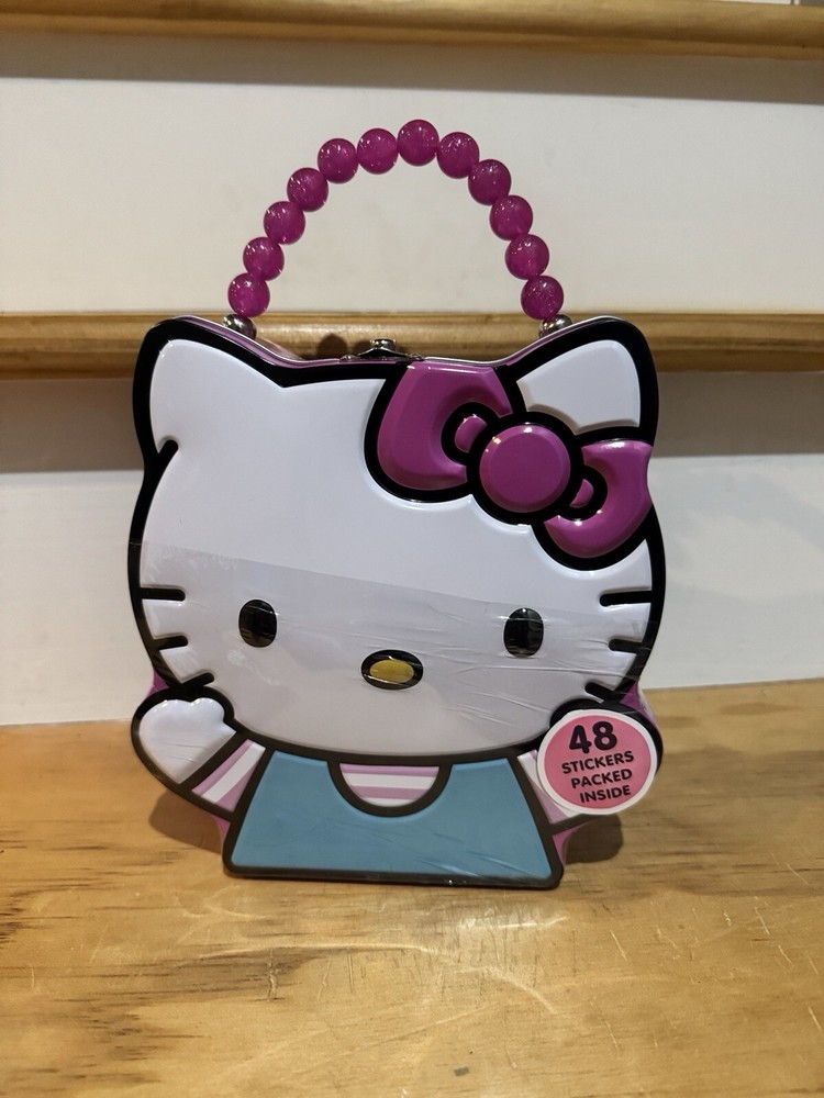Hello Kitty Tin Lunch Box w/ Pink Beaded Handle Sealed