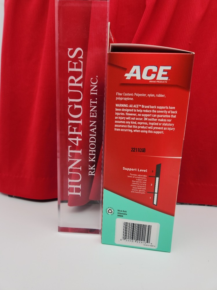 3M Black Ace Work Belt Back Support Removable Suspender Support Level 2 ADJ Size