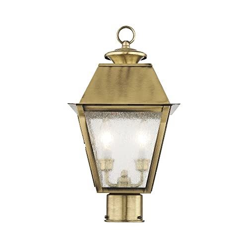 2166-01 Transitional Two Light Outdoor Post Lantern from Antique Brass