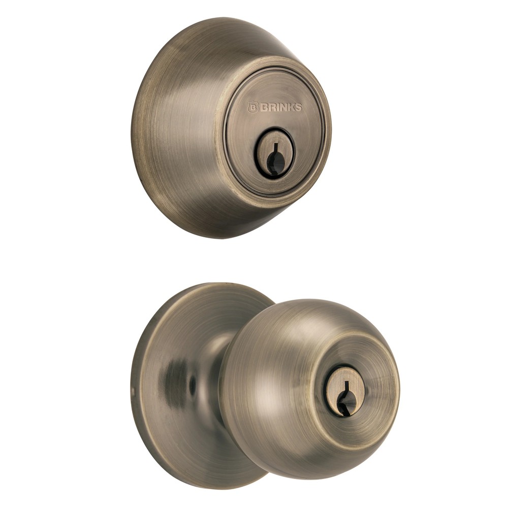 Brinks Keyed Entry Classic Ball Doorknob and Deadbolt Combo
