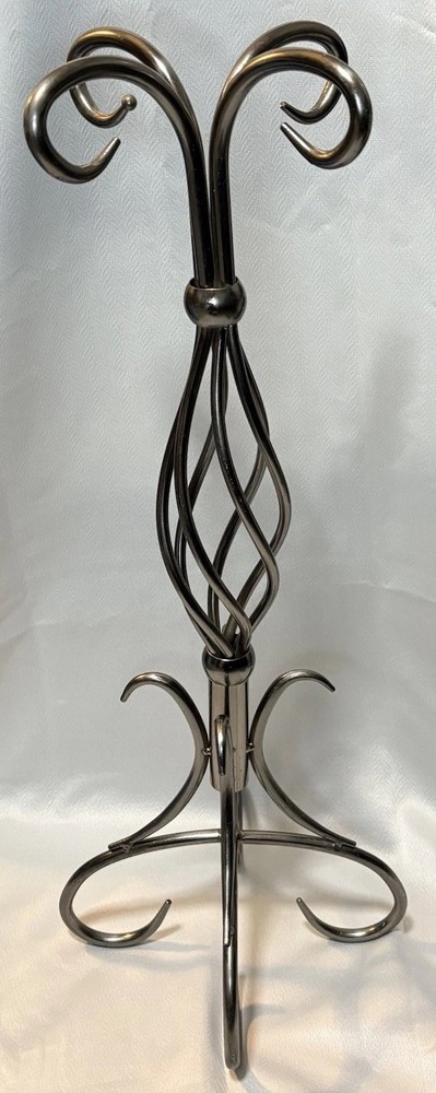 Vintage Wrought Iron Fireplace Tool Stand Twisted Scroll Design 29"