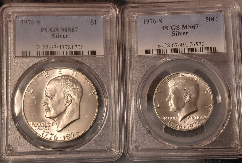 1976 SILVER IKE & Kennedy-MS 67 Pair
