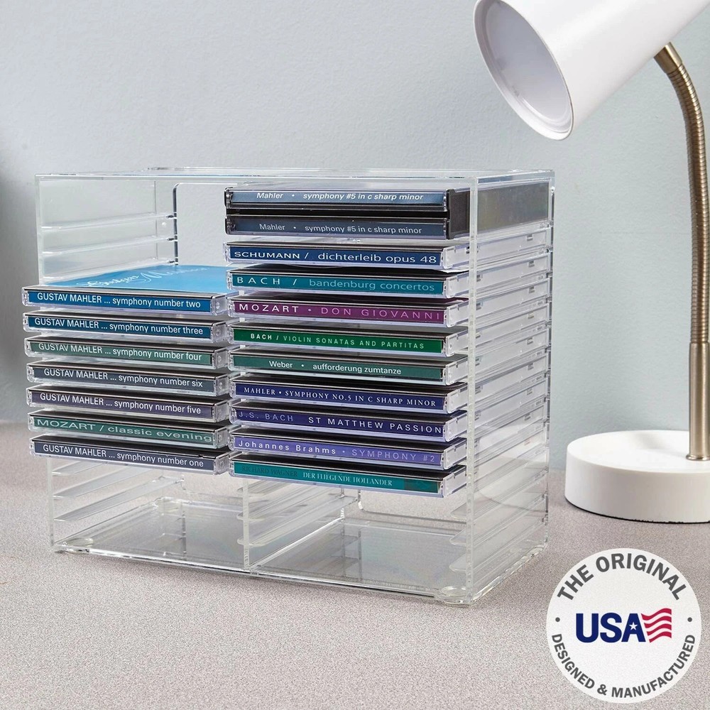 STORi Stackable Clear Plastic CD Holder - Holds 30 Standard CD Jewel Cases