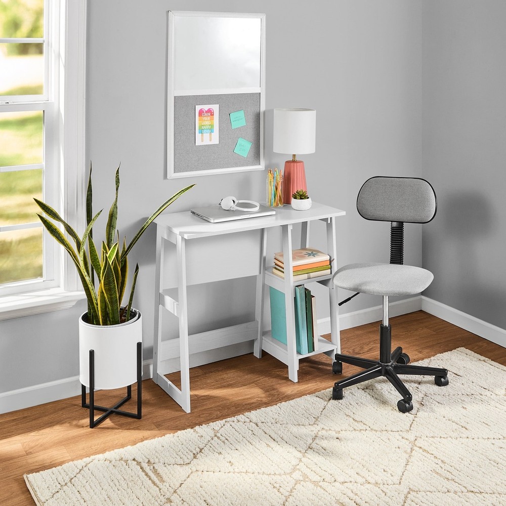 Quick Assembly Desk Black Finish W Modern Design & Space Saving