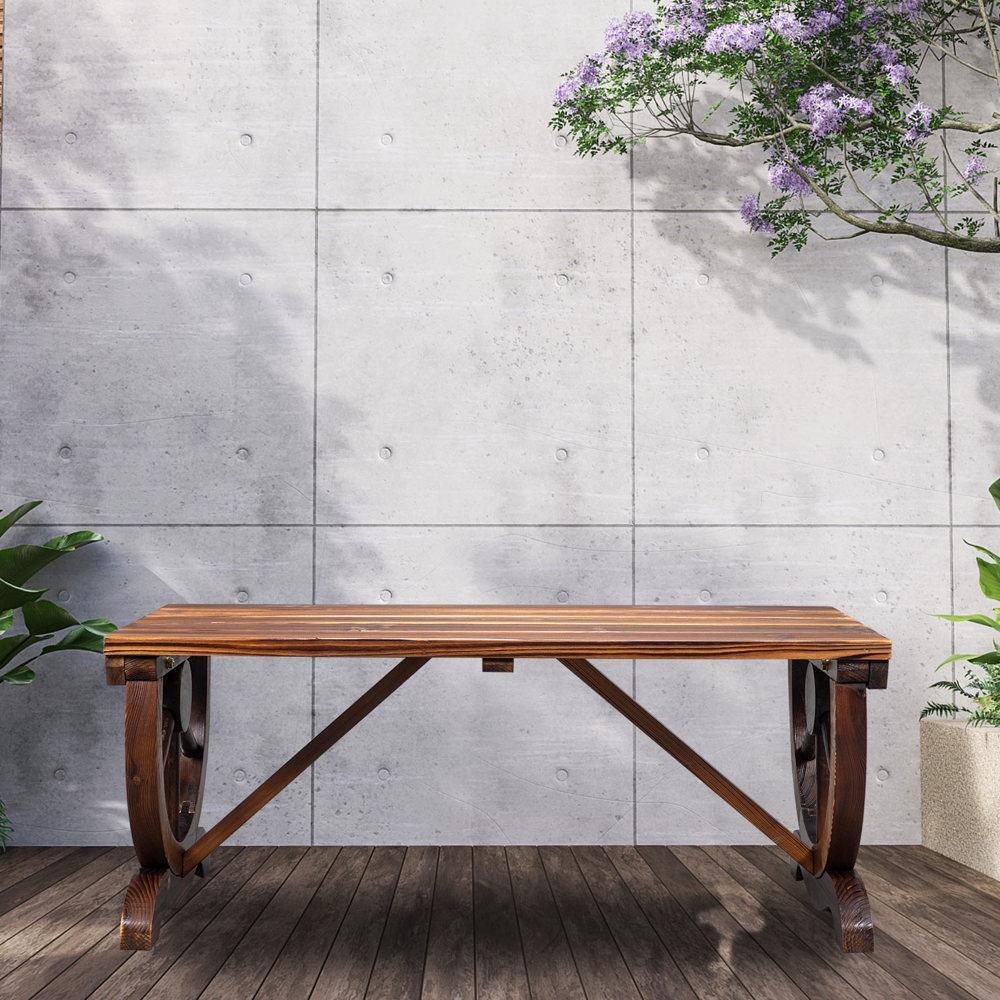 Outdoor Bench Patio Chair Wooden Garden Furniture for Backyard Park Porch Seat