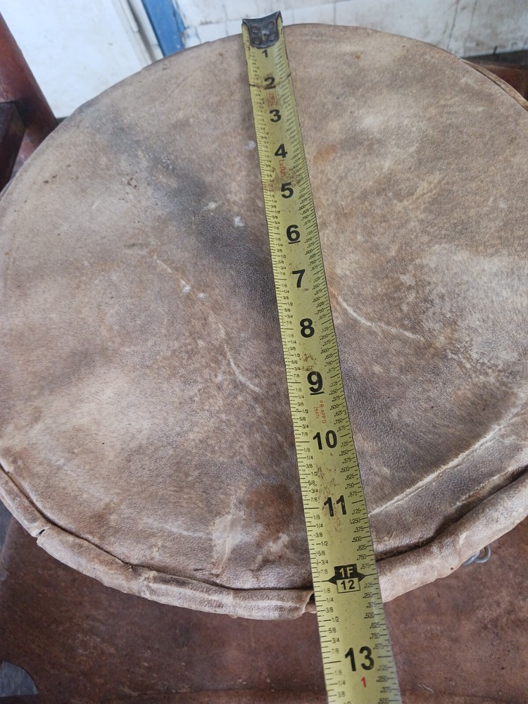 **AWESOME VINTAGE NATIVE TRIBAL PAINTED RAWHIDE DRUM TALKING DRUM NICE""