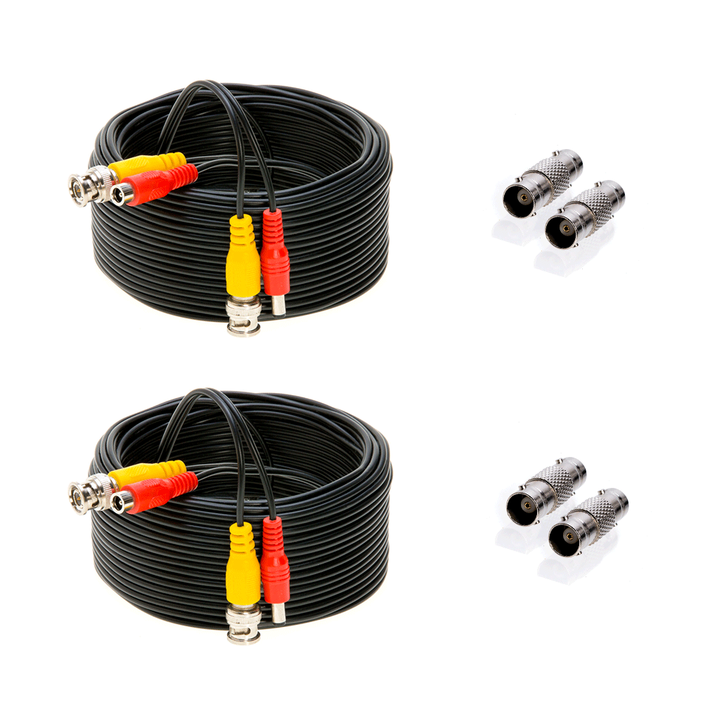 2 x 50FT Video Power Cable BNC DC Security Camera Extension Cord for CCTV