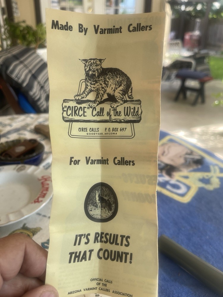 Circe Vintage Bobcat Coyote Fox Predator Call With Box Instructions Pristine !!!