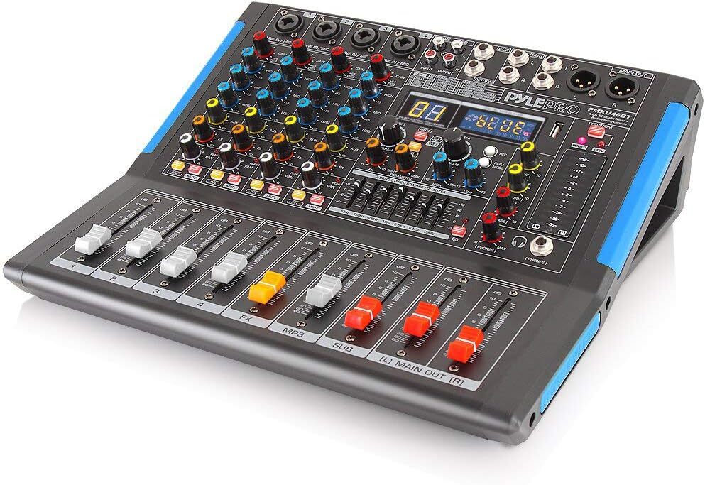 Pyle 4-Channel Bluetooth Studio Audio Mixer-DJ Sound Controller Interface with