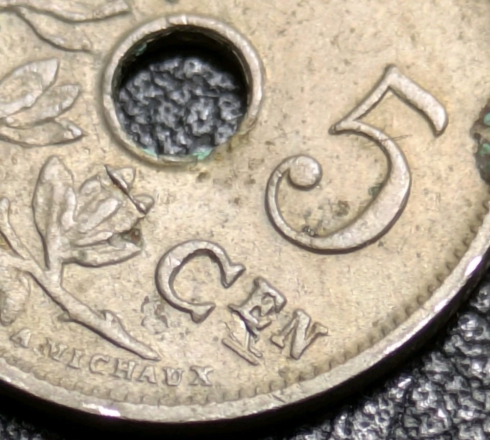 1905 Belgium 5 centimes Cent Dutch Text Extra Fine