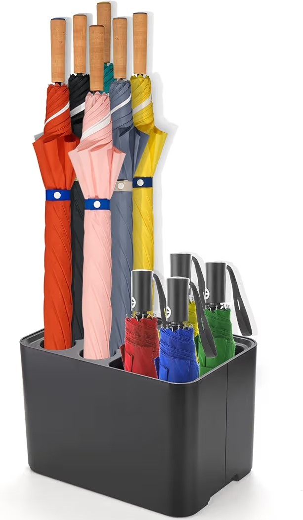 Black Umbrella Stand, Entryway Umbrella Organizer, Compact and Efficient with...