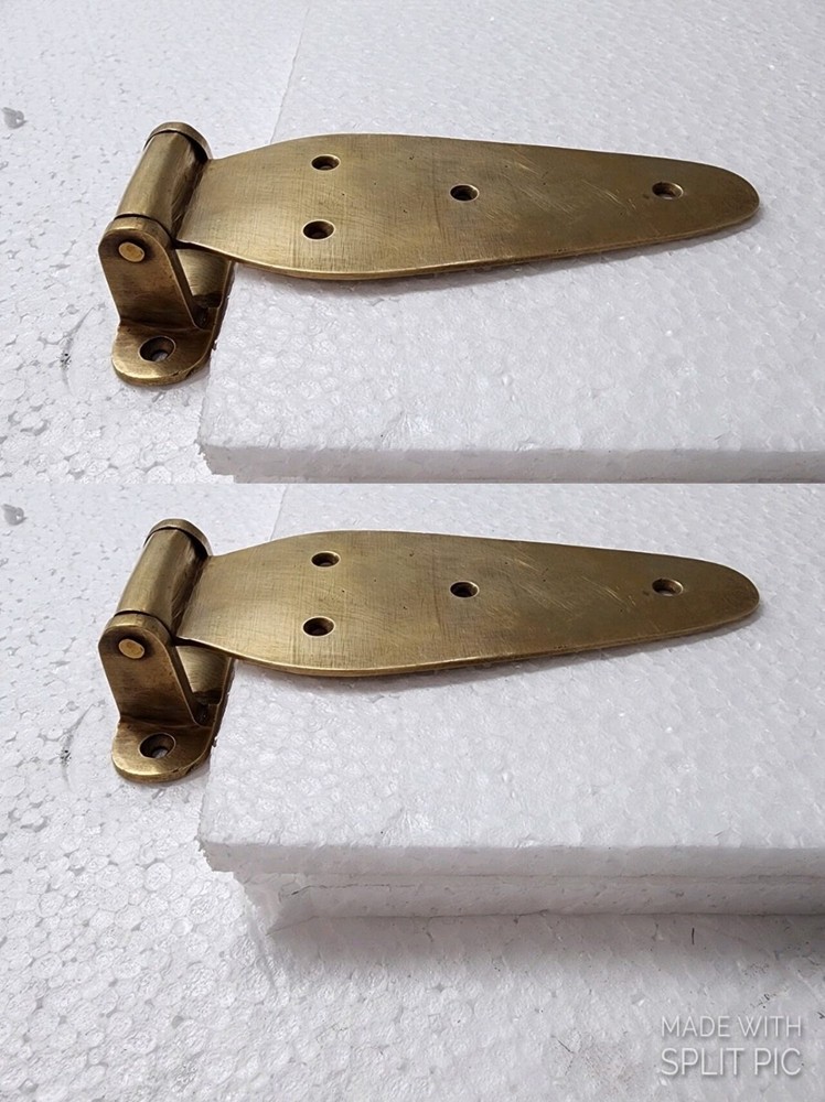 2 large 6" inch long HINGES 3/4" offset cast Solid Brass Rare Ice Box old Style