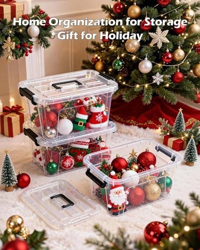 Plastic Storage Bins with Lids 6 Pack Storage Organizer, 7 Quart Clear