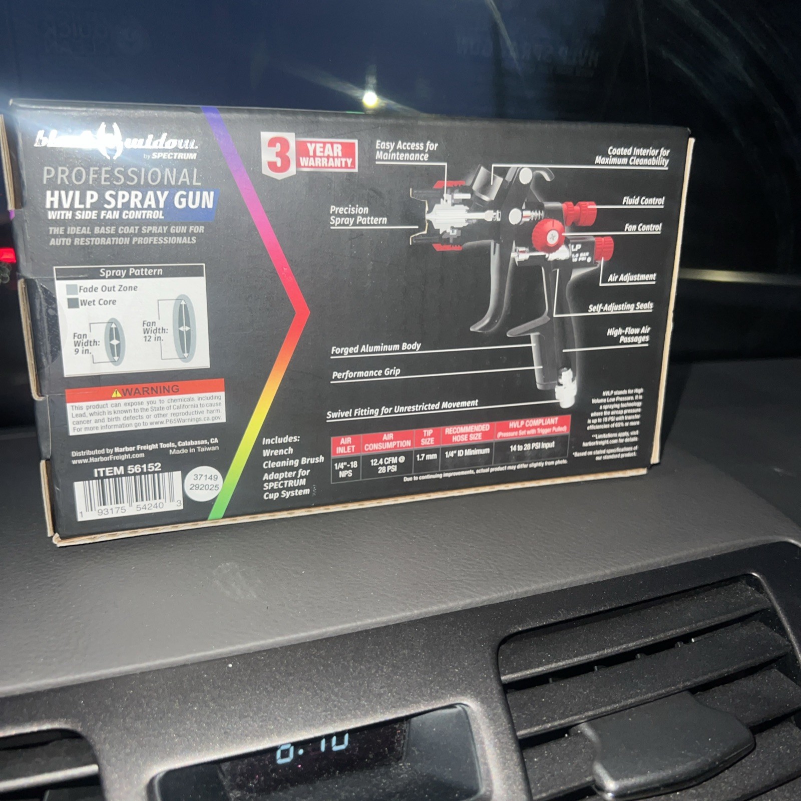 Black Widow By Spectrum 56153 Professional HTE Spray Gun With Side Fan Control