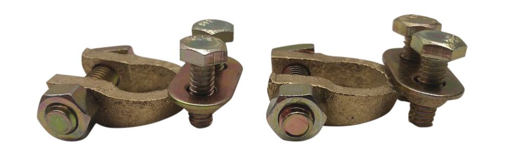 2x Solid brass top post battery cable wire terminal Automotive gold terminals