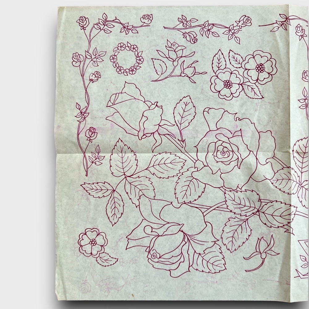 Antique Victorian Transfer Sheet Letters & Flowers