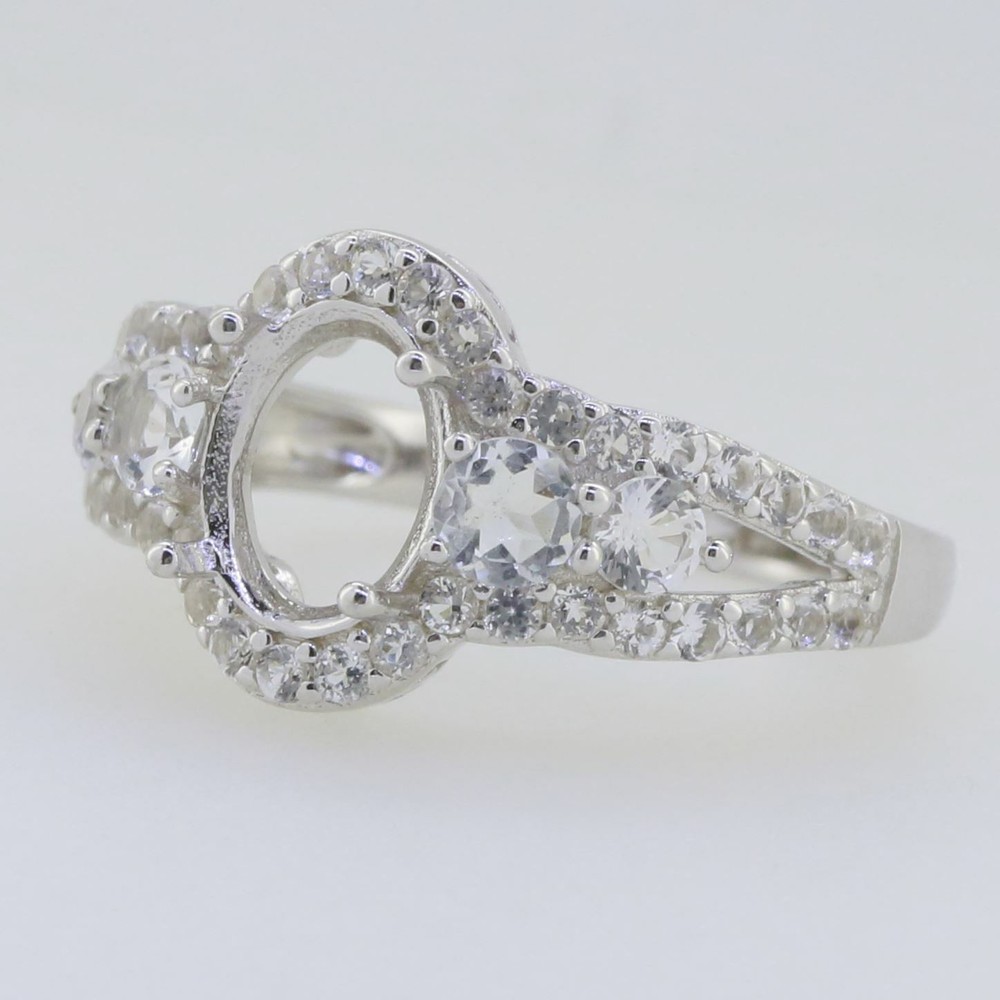 Sterling Silver Semi Mount Ring Setting Oval OV 9x7mm Topaz