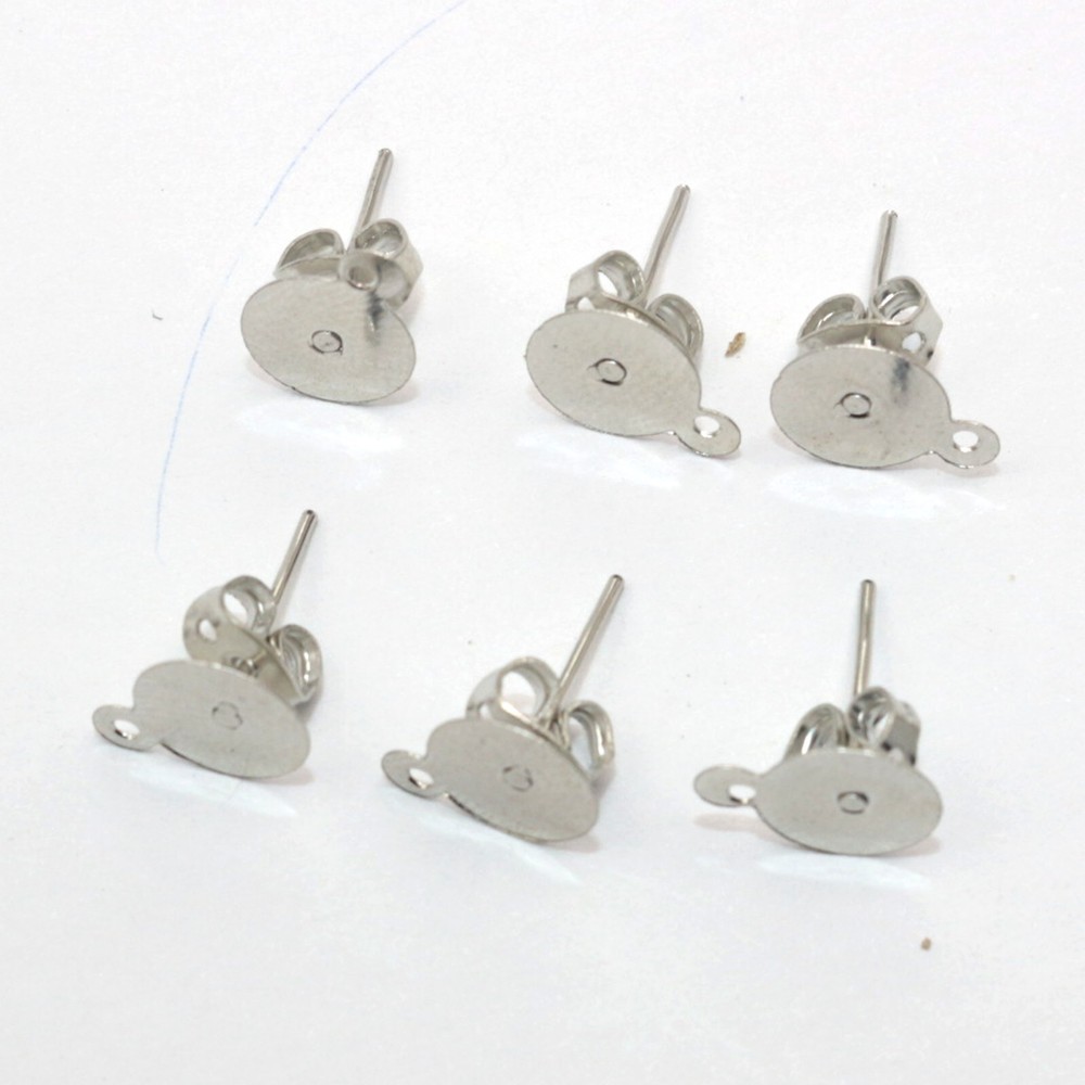 200 pcs Flat Blank Pad with Loop Earring Ear Post Stud & Stopper Dangle Earring