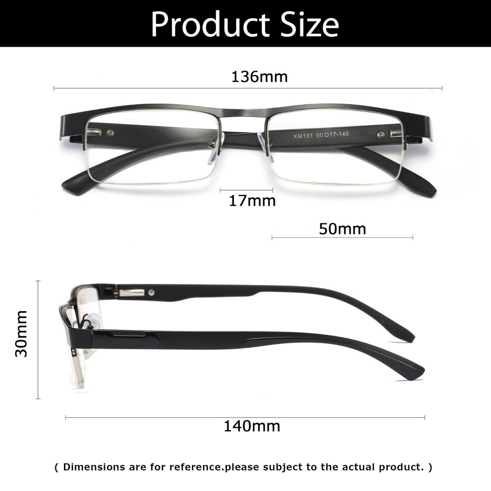 10 Pairs Mens Rectangular Metal Half Frame Reading Glasses Spring Hinge Readers