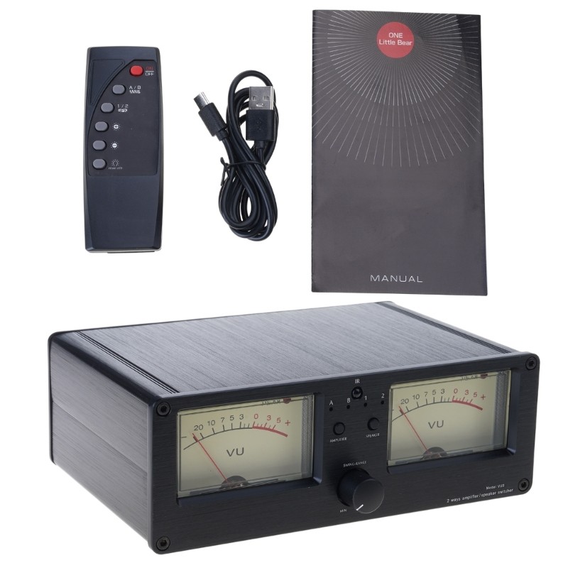 Level Meter Analog Meter 2 In 2 Out Sound Switcher Splitter Remote Controller