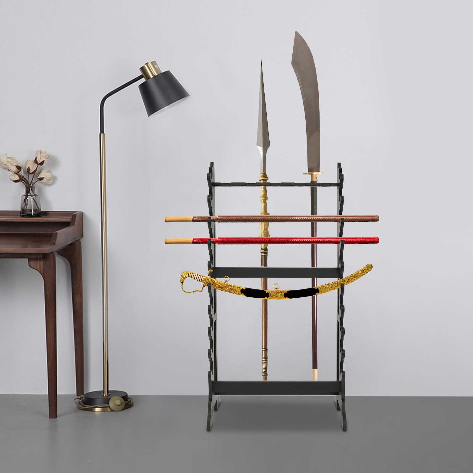 Sword Stand, Vertical Sword Stand Display, 10 Tier, 5 Hole Sword Holder