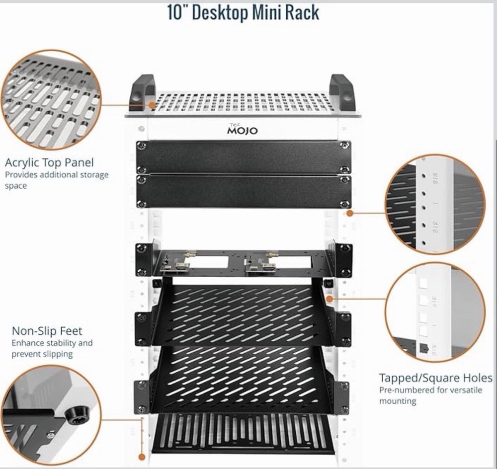 Tecmojo 6U Network Rack, 10 inch Mini Server Rack with 2 Side Translucent Pan...