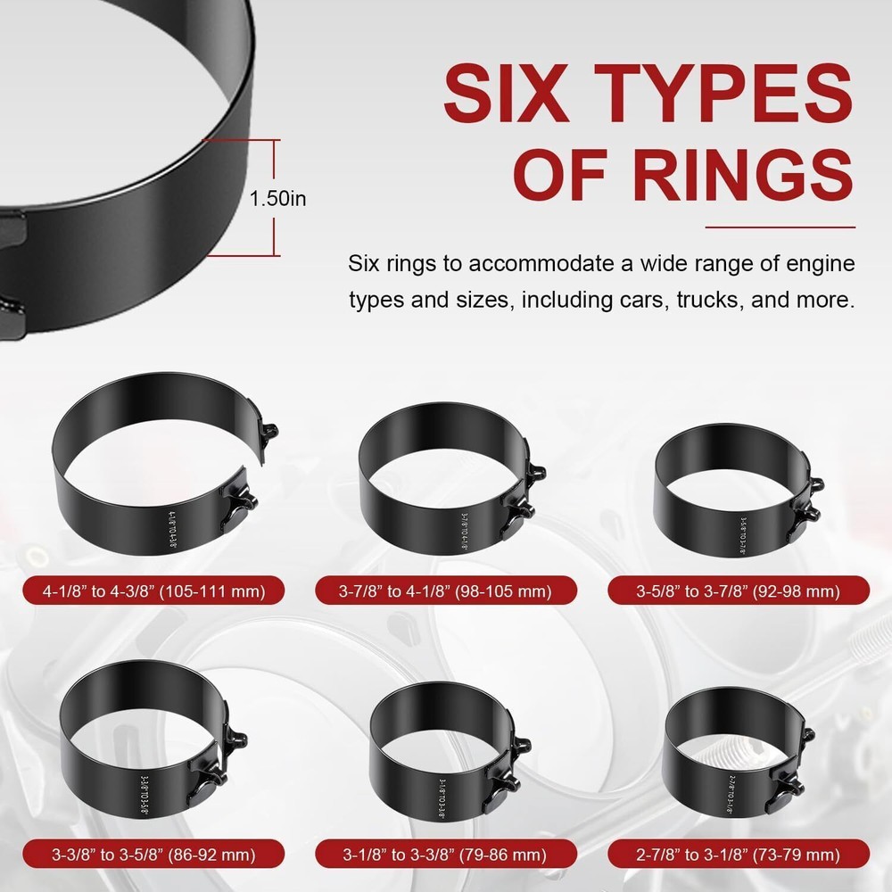 940387 Piston Ring Compressor Tool Set For Car Engine Piston Dia 2-7/8" - 4-3/8"