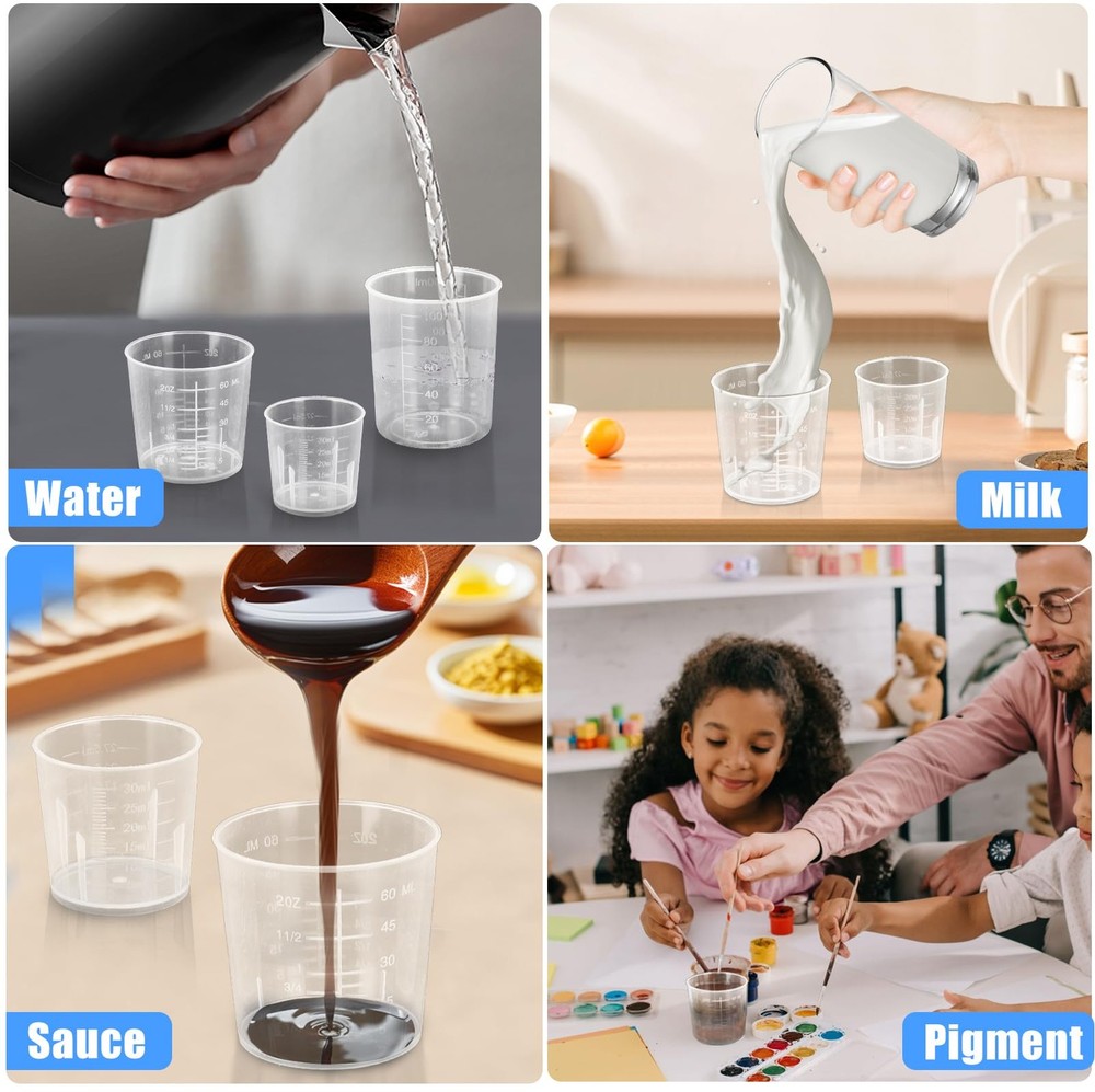 DTDNZKN 3 Pack Measuring Cup Set, Includes 1 Oz (30 Ml), 2 Samll, Clear