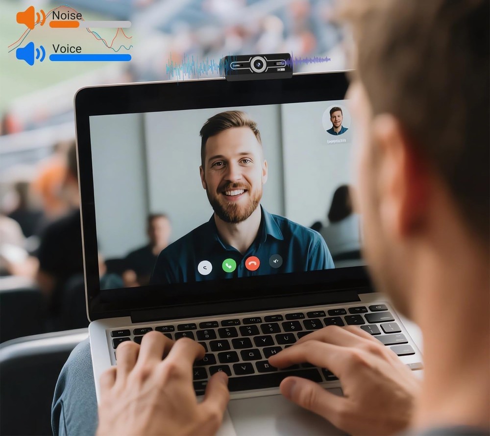 2K Webcam - PC - Video Calling & Conferences - Auto Focus/Light - Dual Mics