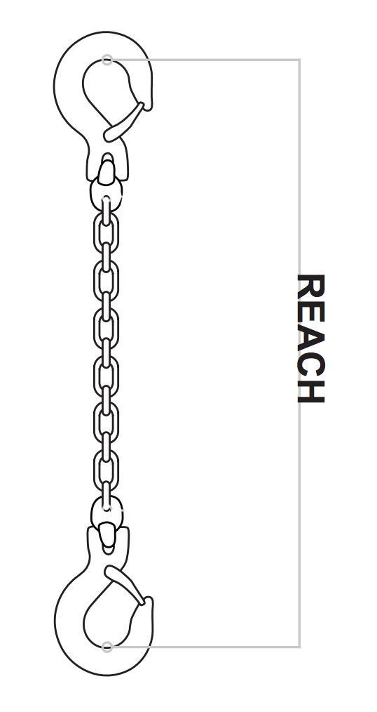9/32" Lifting Chain 6 FT Grade 80 Single Leg Grab Hooks Tagged Overhead USA Made