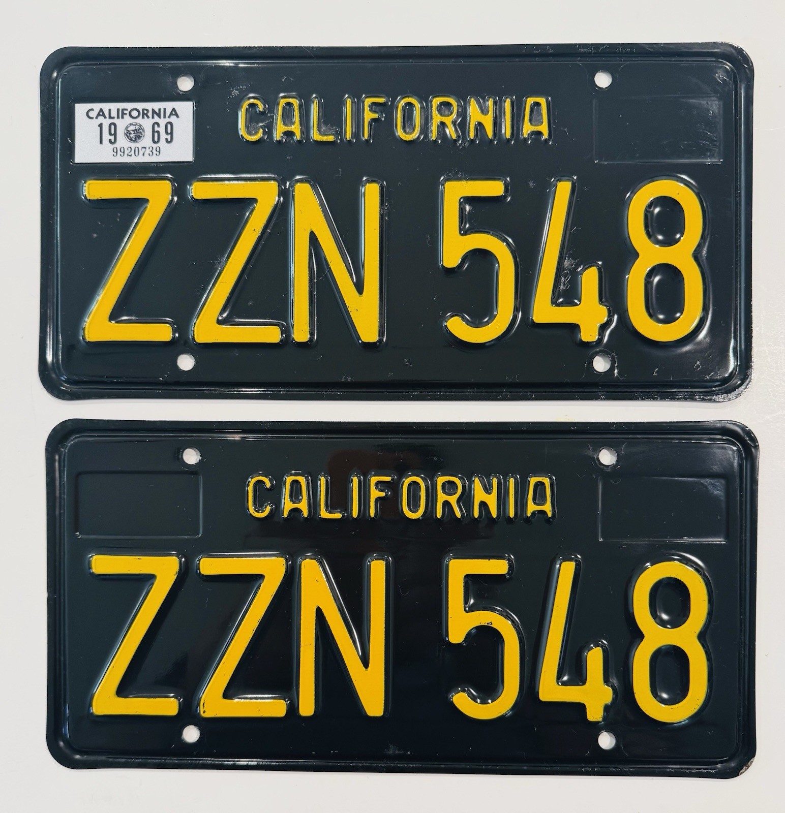 1963 California License Plates 1969 Camaro 1969 Mustang 1969 Validation DMV Ok !