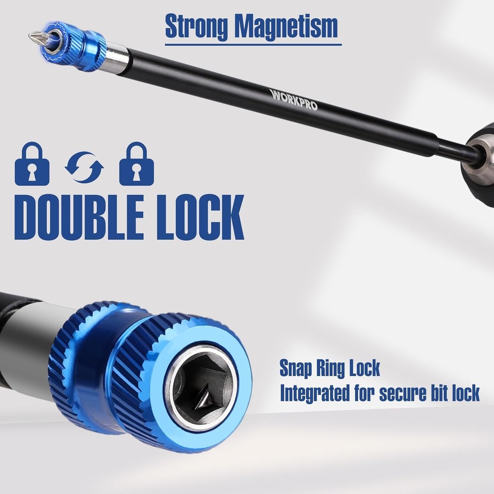 WORKPRO 12" Magnetic Drill Bit Extension 1/4" Quick Release Bit Holder for Drill