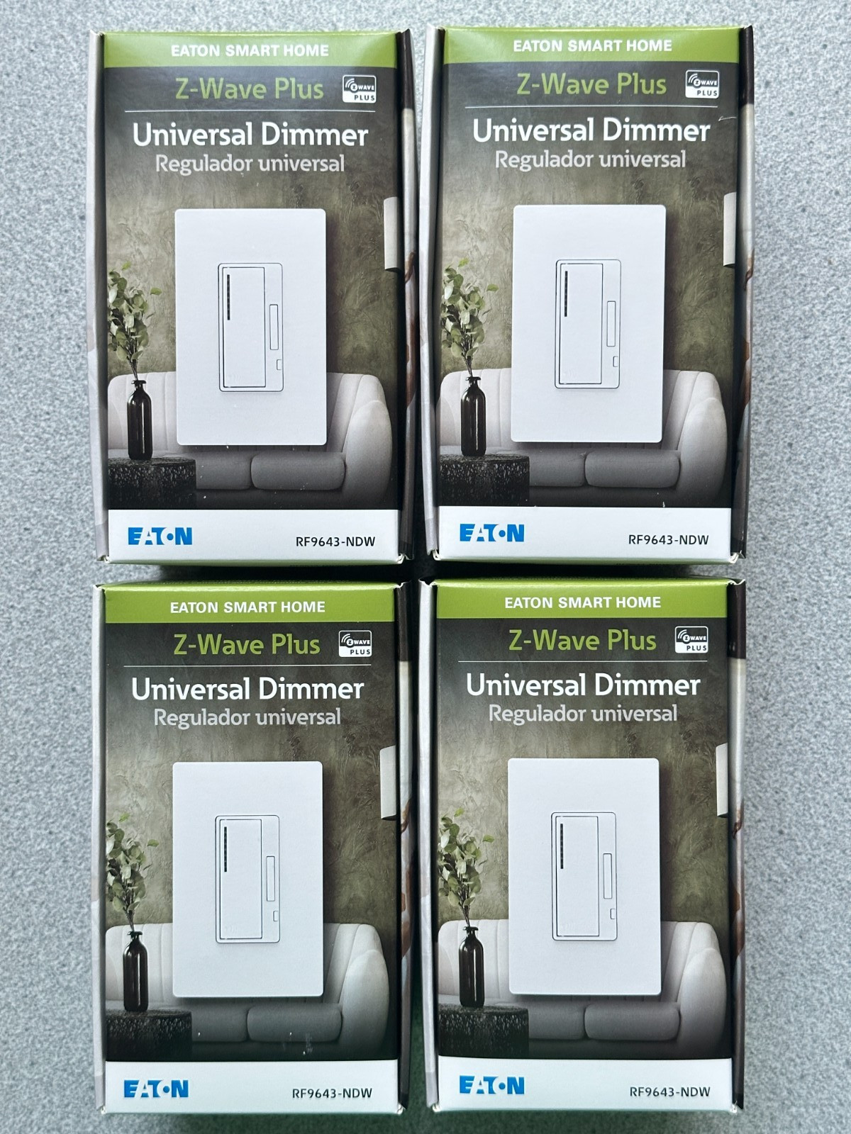 LOT of 4 NEW SEALED Eaton Smart Home Z-Wave Plus Universal Dimmers RF9643-NDW