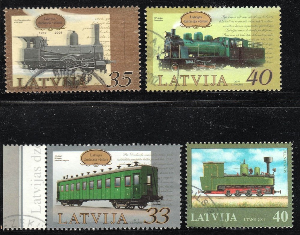 LATVIA TRAINS, 4 used singles
