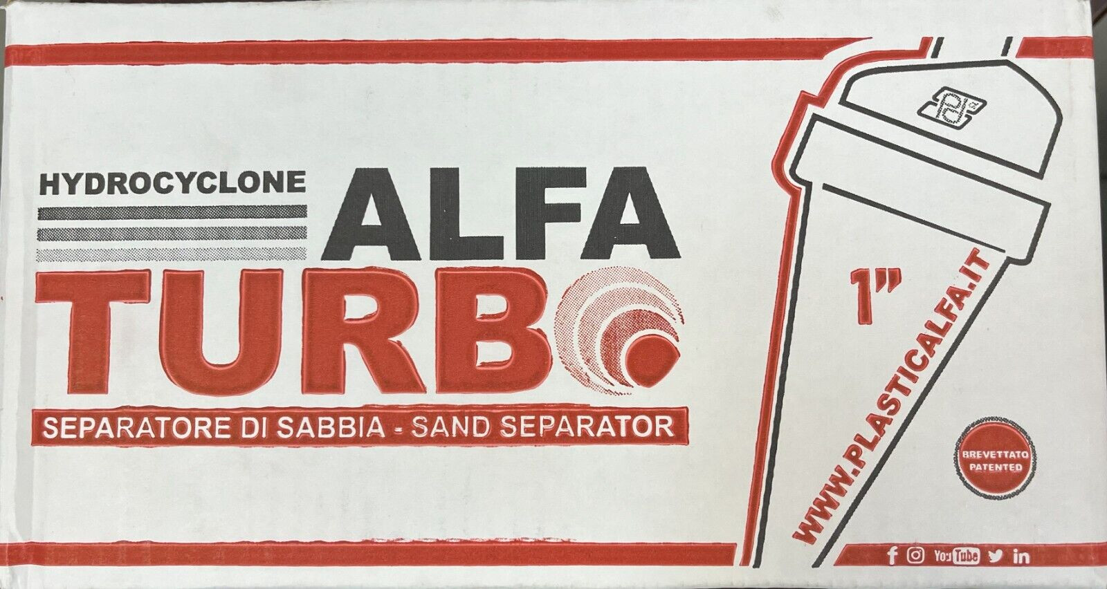 HYDROCYCLONE 1" WATER FILTER SAND SEPARATOR NPT by PLASTICA ALFA - MADE IN ITALY