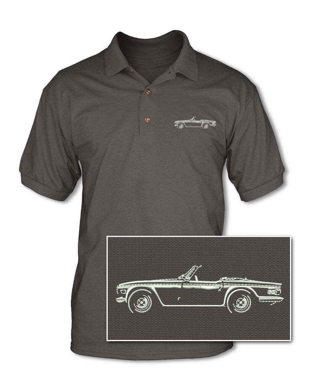 Triumph TR6 Convertible Adult Pique Polo Shirt Side View