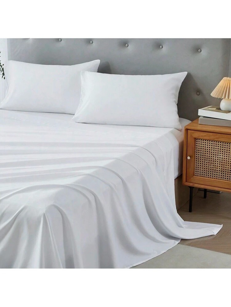 3/4 Piece Bed Sheet Soft Cooling Comfortable Breathable Bedding, White