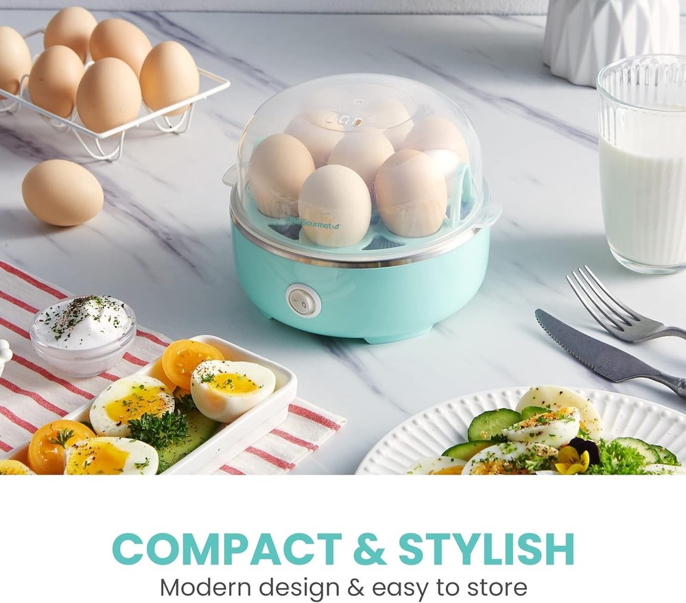 Compact 7-Egg Capacity Cooker - Soft, Medium, Hard-Boiled with Measuring Cup