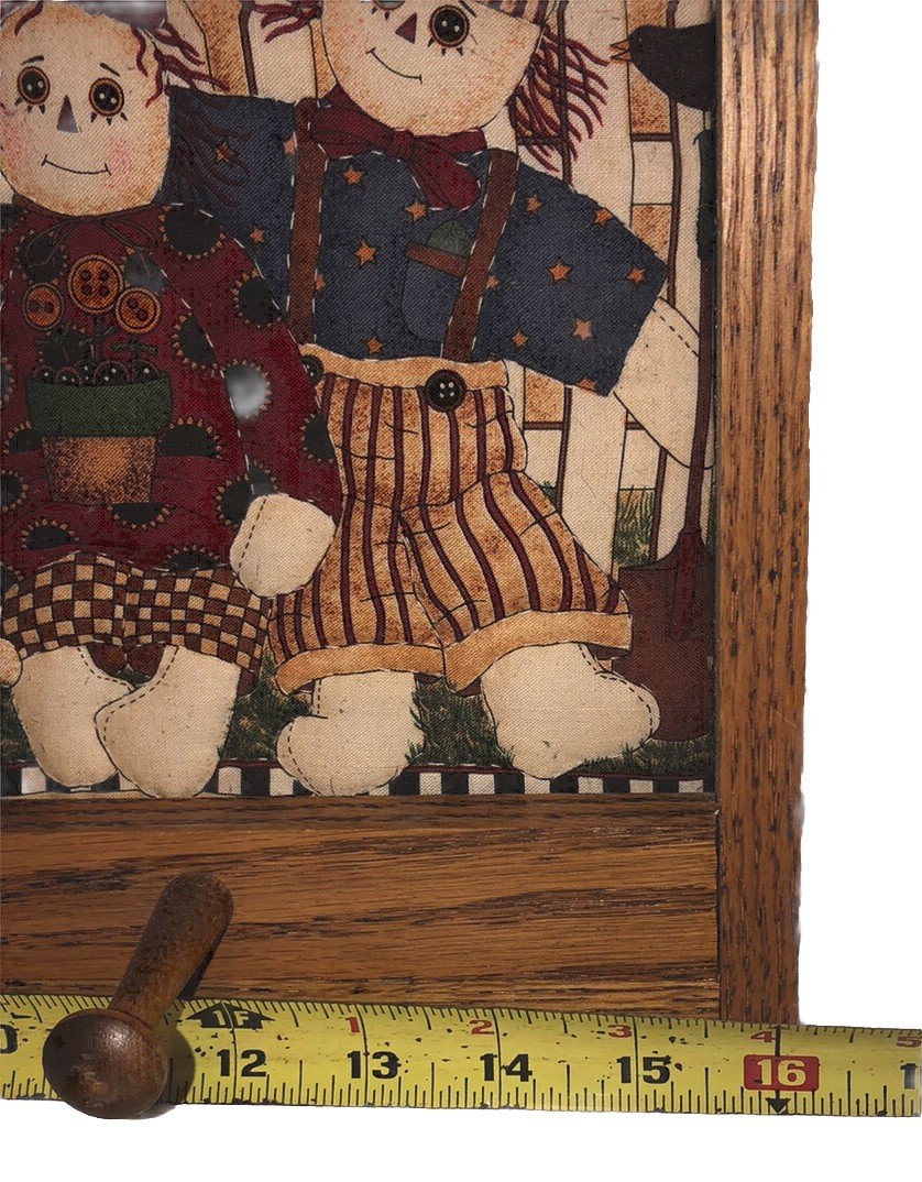 Vintage Wood Wooden Hanging Hooks Raggedy Ann & Andy ￼ Wall Coat rack￼ Fun