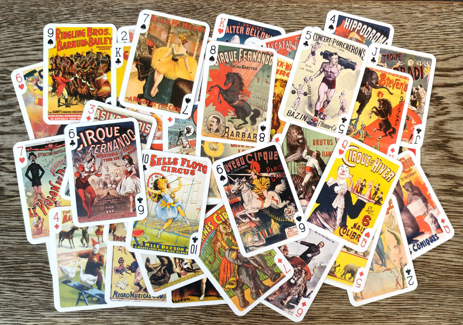 Playing Cards (Poker Deck 54Card) CIRCUS Animals Clown Vintage FlonzGift 652-003