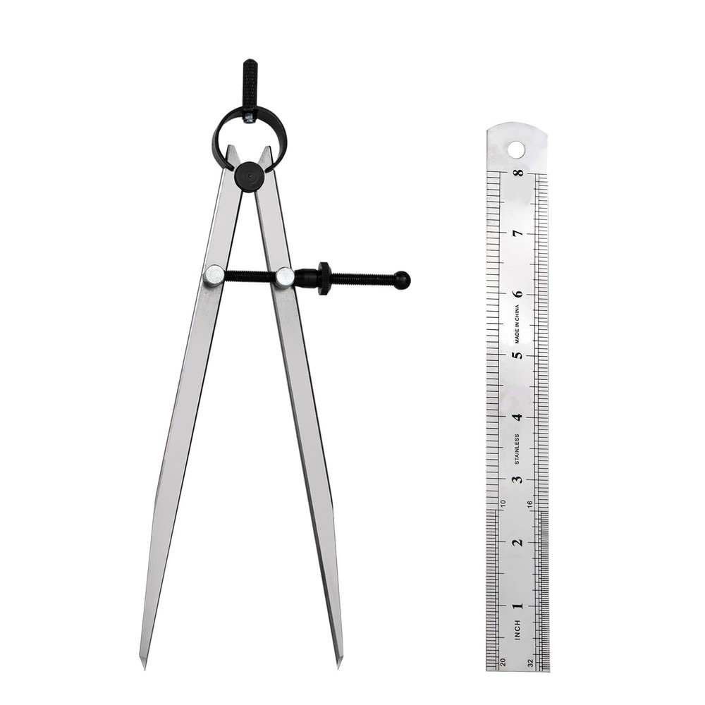 Professional Metal Compass Set, 8 Inch Adjustable Divider Leather Compass