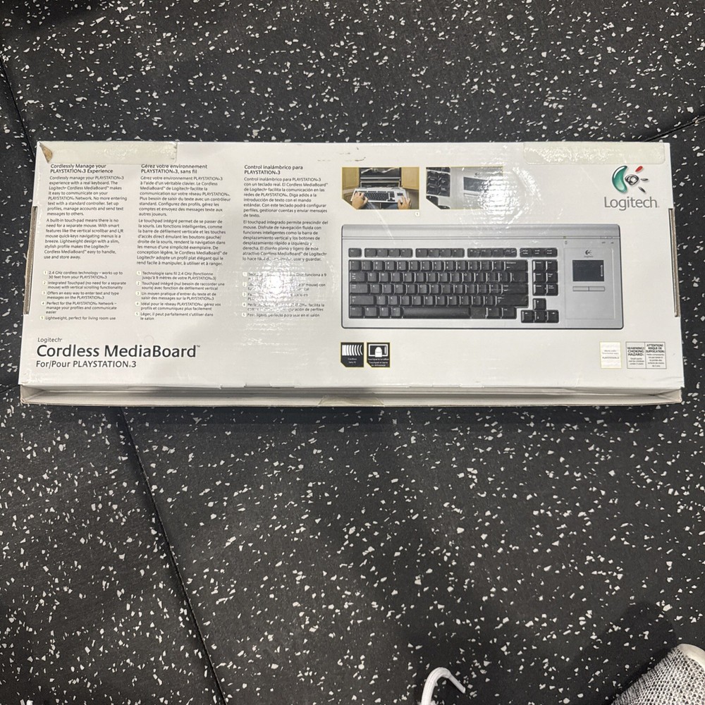 Logitech Cordless MediaBoard Keyboard SILVER for Playstation 3 OPEN BOX PS3 PS/3