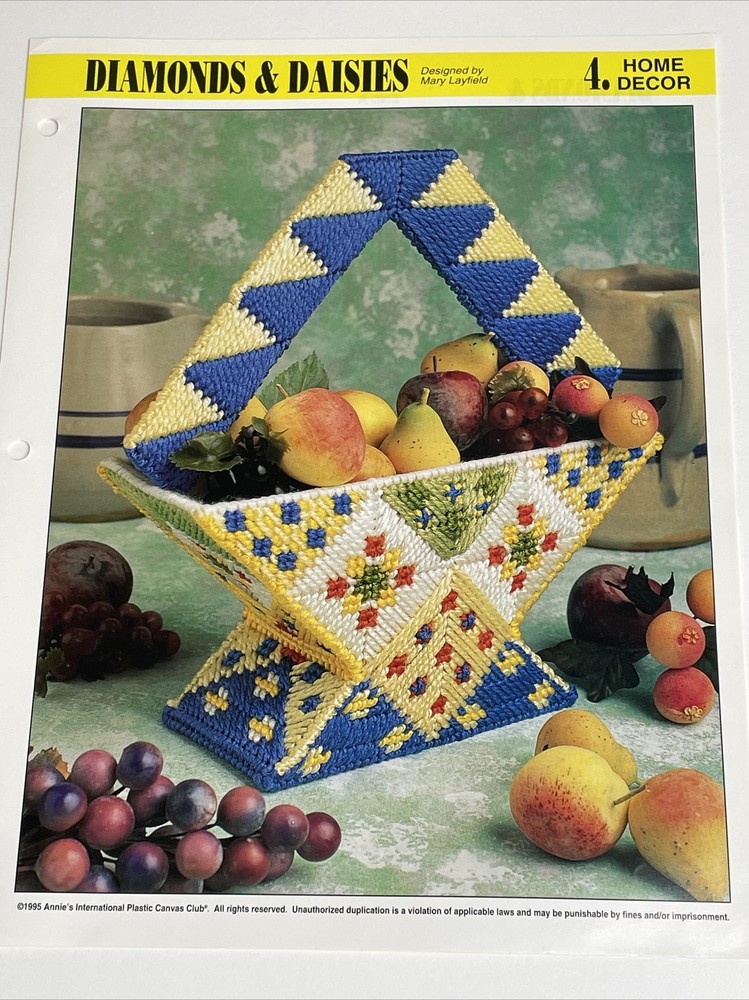 Annie's Attic Diamonds & Daisies Basket Plastic Canvas Pattern