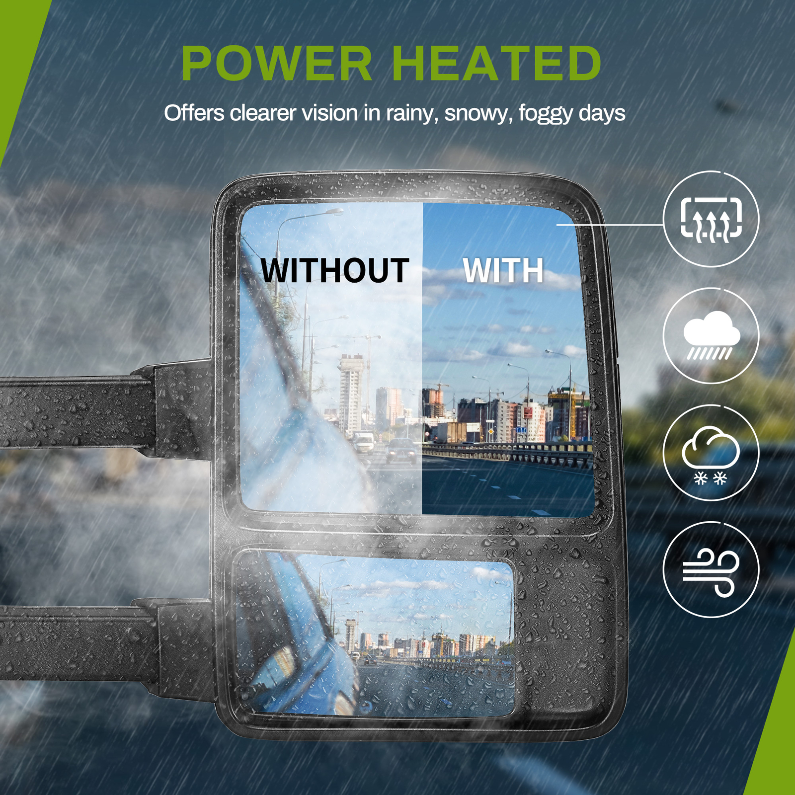 Passenger Side Mirror for 2008-2016 Ford F250 F350 F450 Super Duty Power Heated