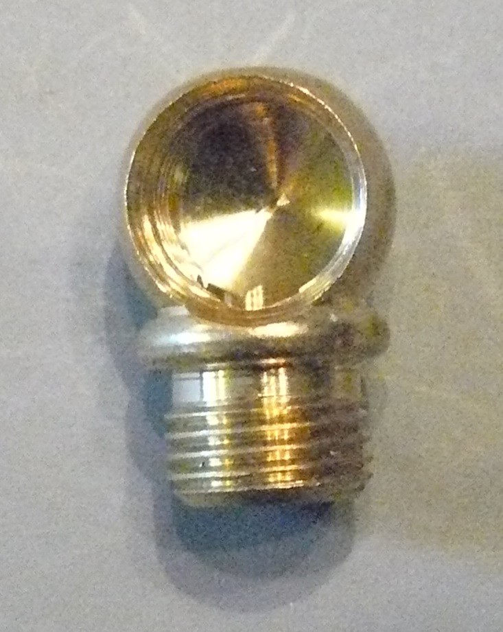 Arm Back Solid Brass 7/8" W/ 1/8 IPS, 90 Degree Lamp/Clock Finial AB2